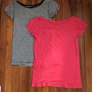GAP Fine-Ribbed Cap-Sleeved T-Shirts (lot of 2)